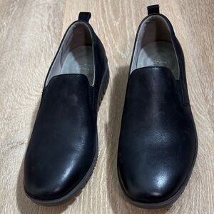 Dansko Black Leather Slip-On Loafers
